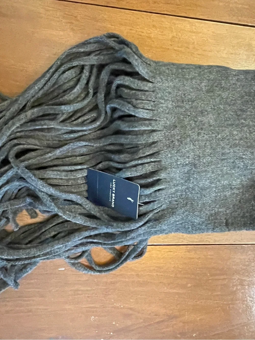 NWT Lucky Brand Classic Fringe Winter Scarf - Charcoal Gray